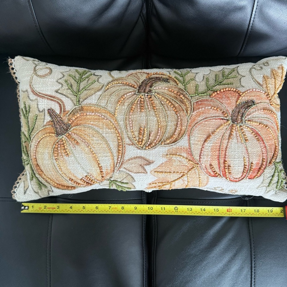 Hobby Lobby Beaded Pumpkin Lumbar Pillow Fall Autumn 2025 - Picture 7 of 9